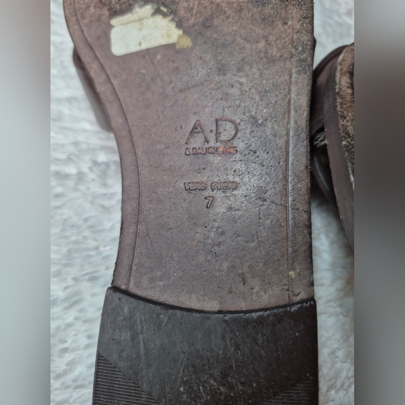 AD Brown Leather Slip-On Sandals with Braided Design - Picture 4 of 6